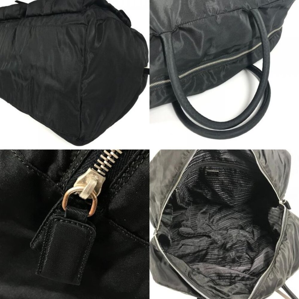 Prada Boston Bag Triangle Logo Plate Nylon Black - Picture 7 of 9